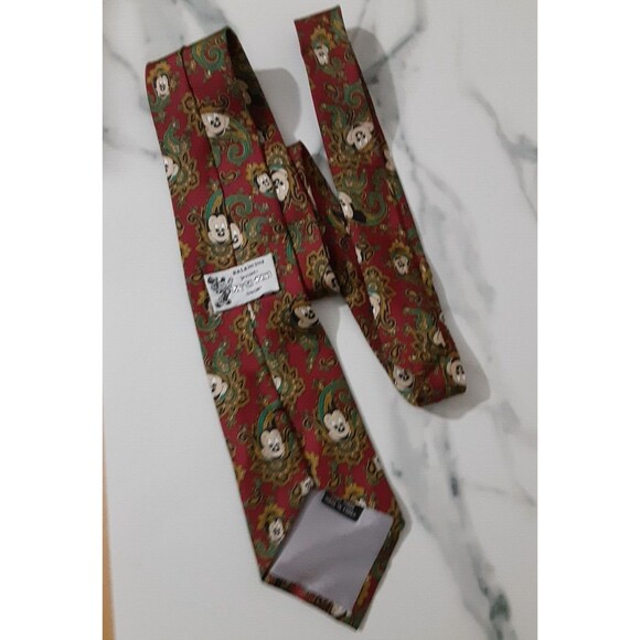 Disney Balancine The Tie Works Mickey Mouse Green/Maroon Paisley Silk Neck Tie - Picture 6 of 6